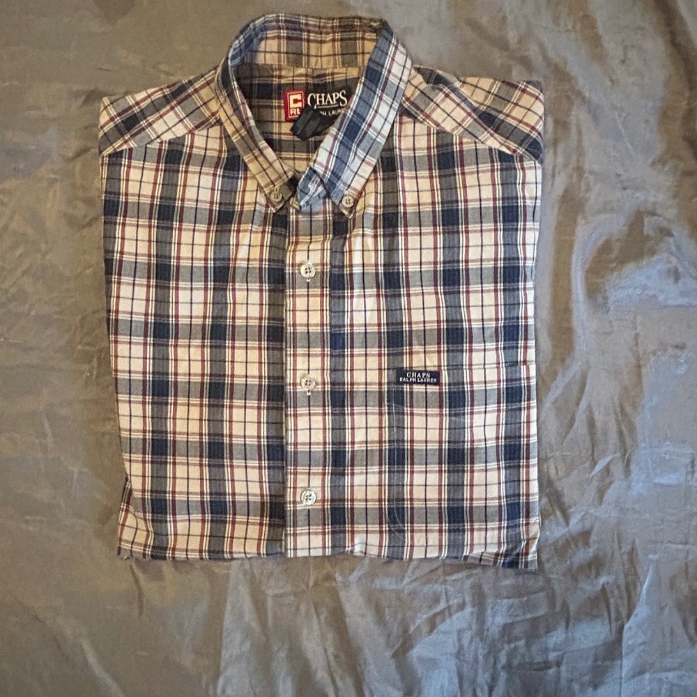 Tan, Blue, and Red CHAPS Check shirt Long sleeve shirt 👔